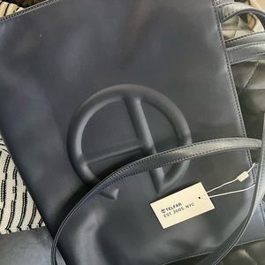 Dark Navy Blue Telfar Medium Shopper Tote- Vegan Leather- "Authentic Item"